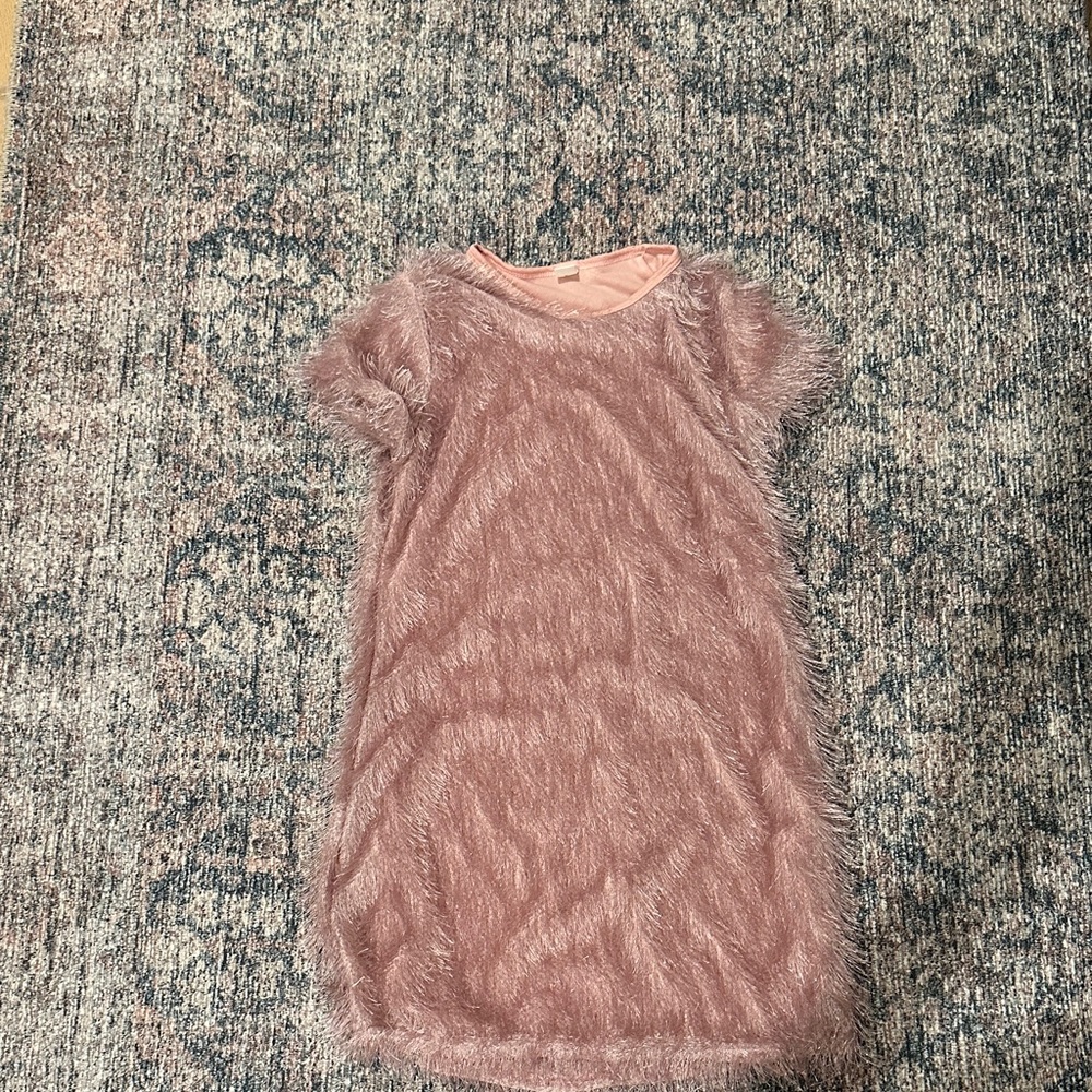 SHEIN Pink Fuzzy Kids Formal Dress